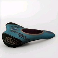 Rare Selle Italia Genuine Gel Bike Saddle  BLue Leather