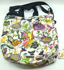 Sakroots Large Crossbody Canvas Tote Bag Sack Purse Songbirds Peace Free Verse