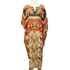 Mes Demoiselles Maria Kimono Dress Floral Red Cream Cotton Cover-Up One Size 