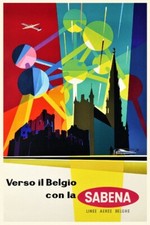 SABENA AVION Rfyic - POSTER HQ 40x60cm d'une AFFICHE VINTAGE