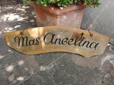 Enseigne ancienne en bois Mas ANGELINA pour Villa Mas Provençal 84 x 22 cm Jolie