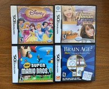 4 jeux DS (mario, princesse disney, brain age 2, hannah montana) - Nintendo DS