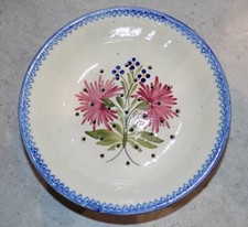 ANCIENNE ASSIETTE CREUSE PASSOIRE FAIENCE DE CHAROLLES DECOR OEILLETS