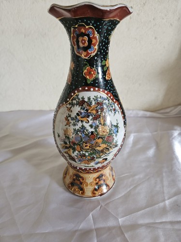 Vase vintage japonais noir - a1,