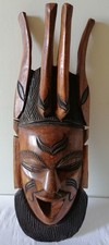 Masque Mural Africain en Bois Sculpté - Art Tribal Déco Ethnique - Hauteur 56 cm