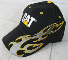 CAT Caterpillar Black with Embroidery Flames Baseball Hat Strapback
