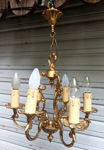 Lustre cage bronze feux - cage,