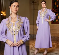 Marocain Kaftan Diamonds Abaya Party Dress Women Muslim Clothing Eid Ramadan