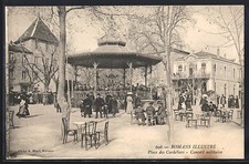 Old postcard Romans, Place des Cordeliers-Military Concert 