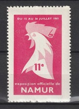 ERINNOPHILIE - Vignette BELGIQUE NAMUR 1961 Exposition Officielle  Coq