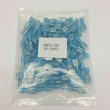100 Female Insulated Wire Terminal Blue 16-14 Ga AWG Quick Disconnect Connectors