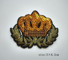 Crown Sequins Embroidered Badge Iron On Patch Applique Clothes Jacket 016