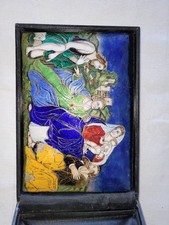 Antique plaque porcelaine émaillée dans son coffret Collection particulière