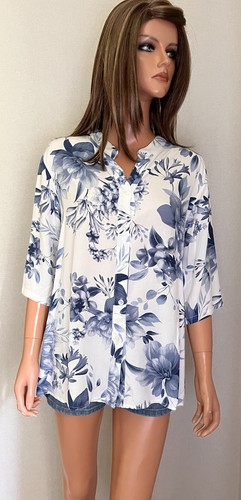 Blouse chemise blanche bleue - blouse,