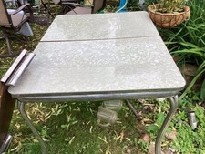 Vintage 1950's - 60’s Chrome & Formica Nice Dining Table & Leaf