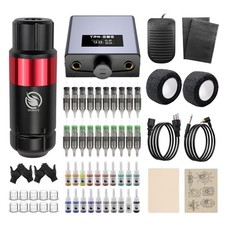 Kit de Tatouage Complet Machine à Tatouer Rotatif avec Alimentation 20 Aiguil...