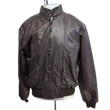 Vintage Stratojac Leather Bomber Jacket 42 Harrington Burgundy Veste Cuir |49c