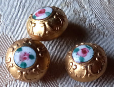 LOVELY ENAMELED PORCELAIN BUTTONS ON BRASS DIAMETER 1.1 CM