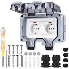 Prise extérieure étanche IP66, double sortie, protection pour jardin et...