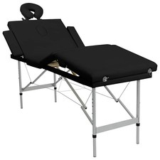 Table de Massage Pliante Lit de massage 4 Zones Crème Cadre Aluminium Sac vidaXL