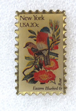 NEW YORK BIRD EASTERN BLUEBIRD STAMP PIN S