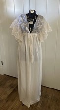 Vintage Ora Feder White Penoir Robe Satin And Lace Size S