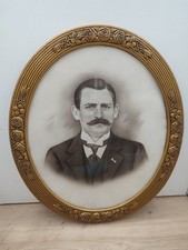 Ancien Cadre Photo Ovale Bois