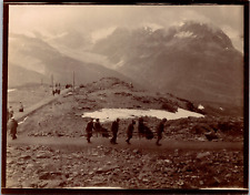 Switzerland, Mont Rose massif, vintage print carrier chairs citrate print 