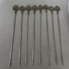 VNTG Brass Handle 8 BBQ Kebob Skewers Brass Stainless Shaft Tarzan Inox Turkey