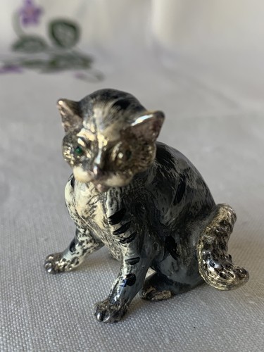 Bronze vienne chat émail - bronze,