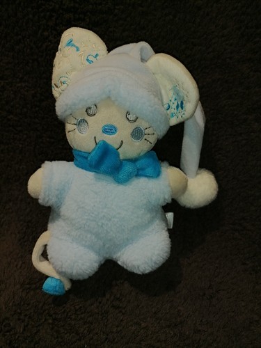 Doudou peluche souris bleue