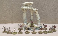 Soldiers Atlantic-1/72 Greek Trojans Plastic Painted 13 Pcs Metal Bases+ Temple