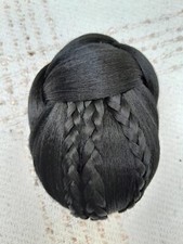 Postiche coque chignon, avec petites tresses, couleur noire