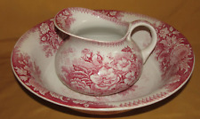 Nécessaire de toilette Sarreguemines modèle Jardinière rouge vasque et broc