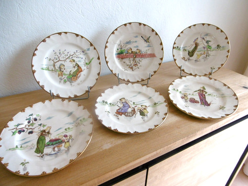 Six assiettes dessert faience - six,