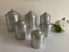 11 ⚜️ Old Complete Series of 6 Vintage Aluminum Spice Jars