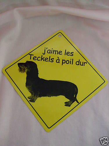 Pancarte aime les teckels - j'aime,