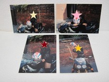 4 Photos Couleur Amateur : Femme brune sur sa Moto LAVERDA en 2005