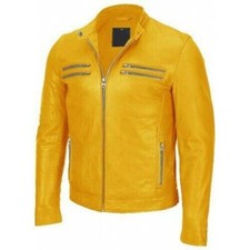 Veste En Cuir Jaune Pour Homme