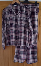 Ex M&S Checked Full Length Pyjamas Pink  Size 6  8 10 Last few