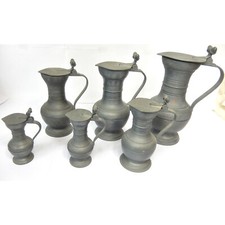 LOT SERIE 6 PICHETS EN ETAIN