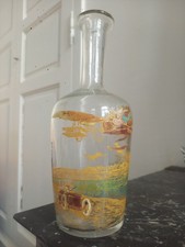 LEGRAS enamelled carafe women's aircraft automobile old glass collection France 