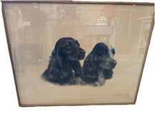 Signed Leon Danchin Engraving COCKER SPANIEL PORTRAIT Limited Framed