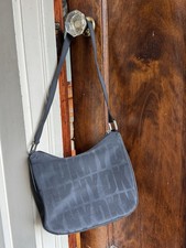 Black DKNY Logo Canvas Handbag Medium Good Condition Pre-Owned