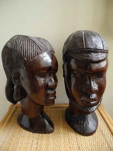 Paire sculptures africaines - paire,