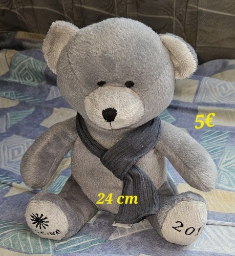 Peluche doudou ours gris