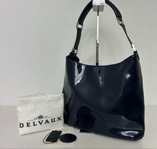 Vintage DELVAUX Enamel Patent leather One-Shoulder Bag Navy Louise's handbag