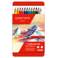 Caran D'Ache Supracolor 12 Set Artiste Aquarelle Couleur Crayon Souple Eau