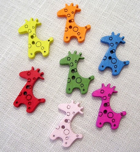 Lot boutons bois couleur - lot, 6
