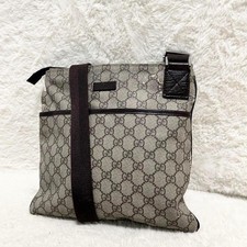 Gucci GG Pattern Supreme Leather Shoulder Bag Sacoche Logo Plate